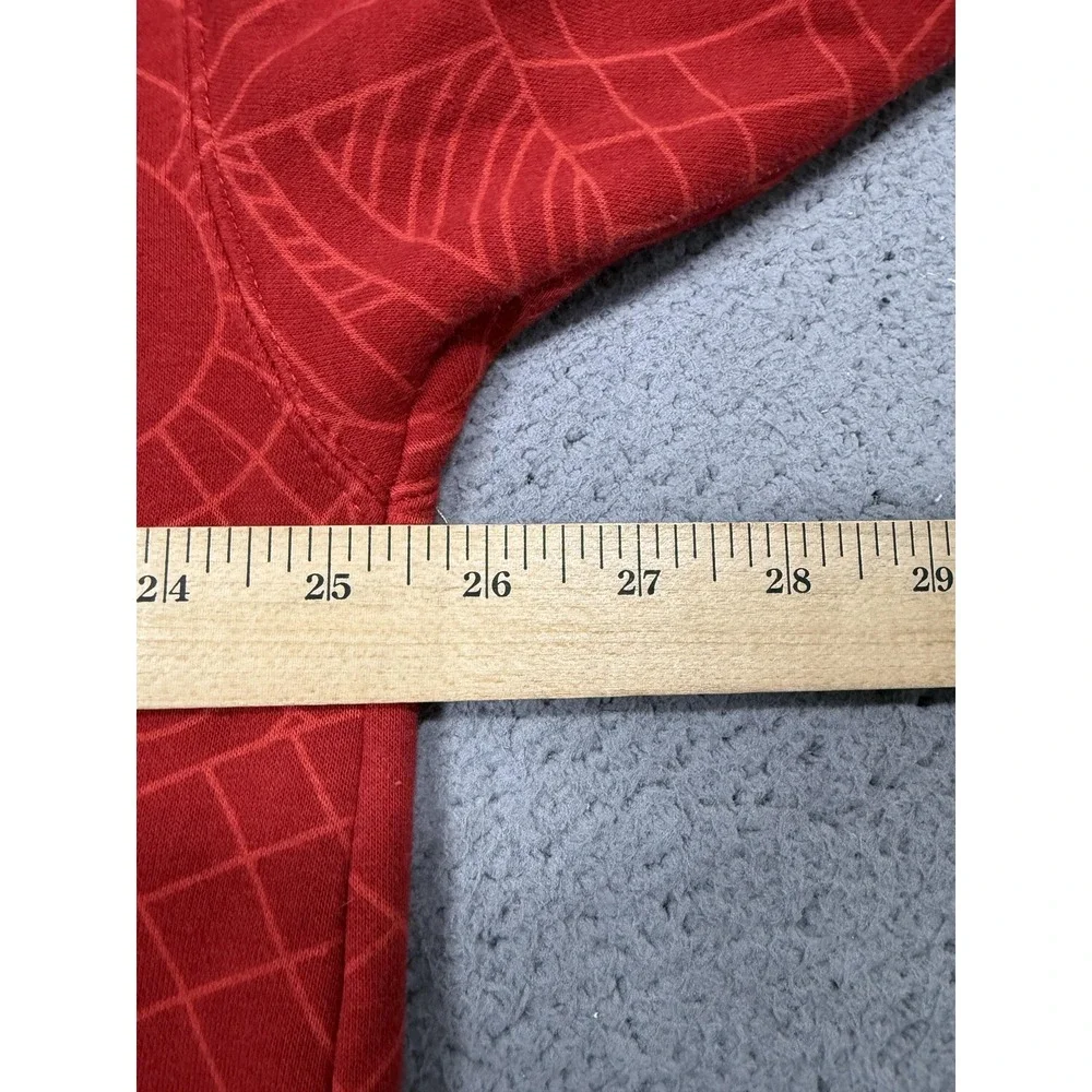 Jordan Hoodie Mens Large Loose Fit Red Fleece Pullover Flight Graphic All Over